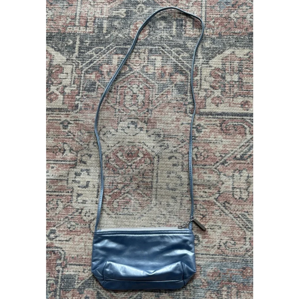 DAWLI Genuine Leather Made USA Vintage Crossbody Purse Dark Blue!